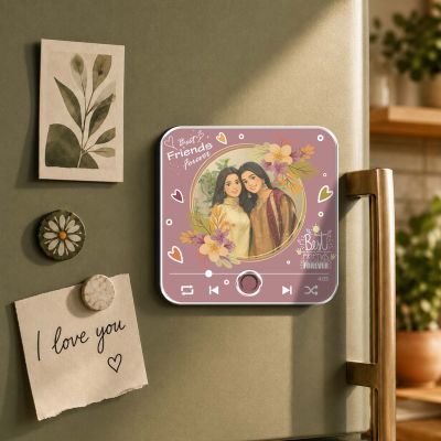 Personalized Best Friends Musical Fridge Magnet with Photo & Favorite Song Rechargeable Playable Music Player Friendship Gift for Best Friend, Sister, BFF, Birthday, Friendship Day